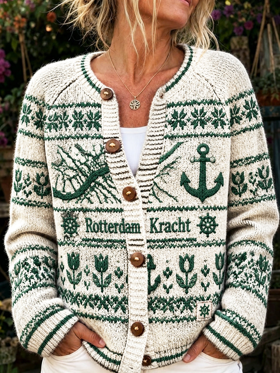 Gebroken wit Nederlands Rotterdams geprint casual vest voor dames