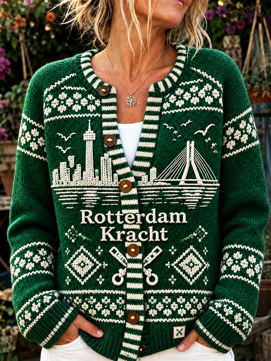 Groen Holland Rotterdam-Gedrukt vrijetijdsvest voor dames