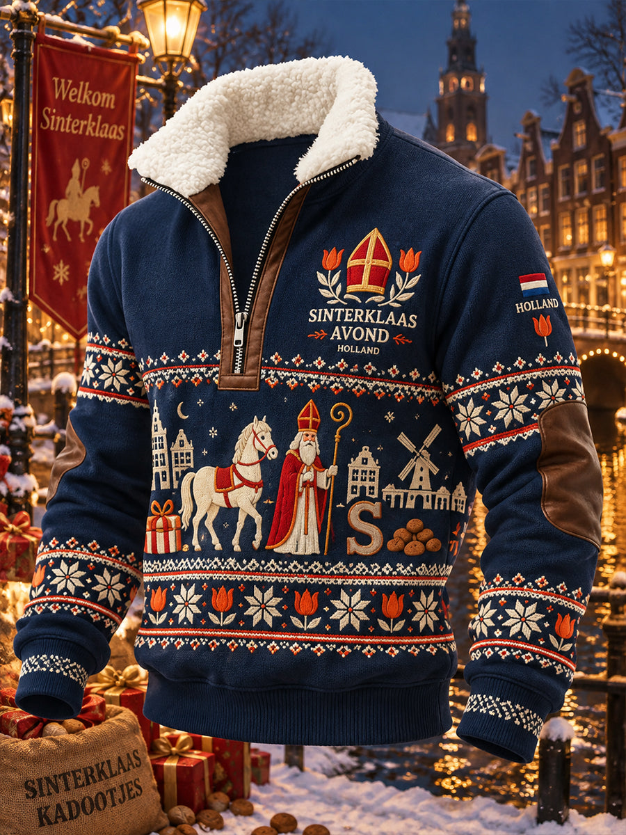 Heren St. Nicholas Day coltrui met grafische print en lange mouwen