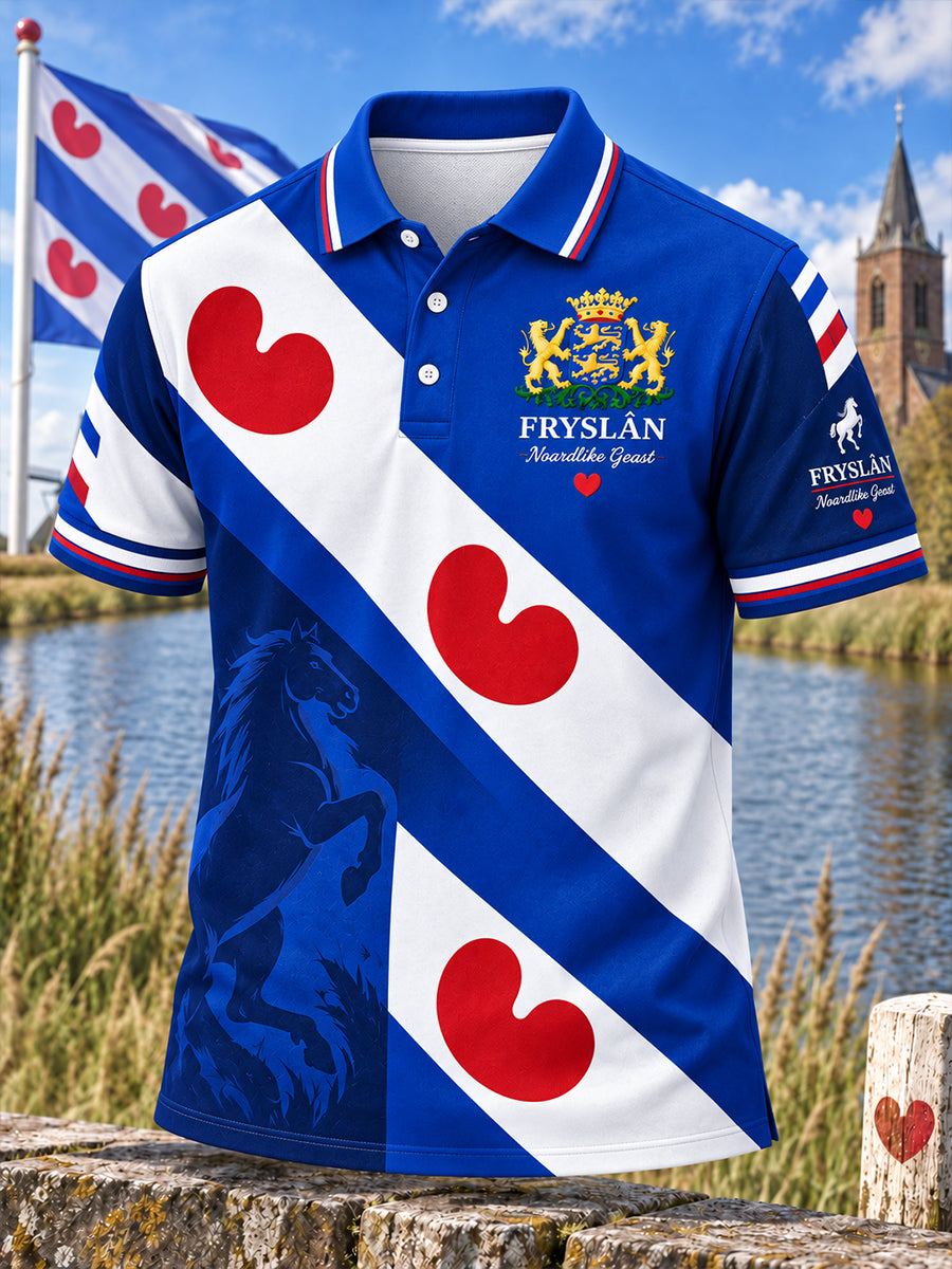 Herenpoloshirt met korte mouwen en grafische stadscommemoratieprint