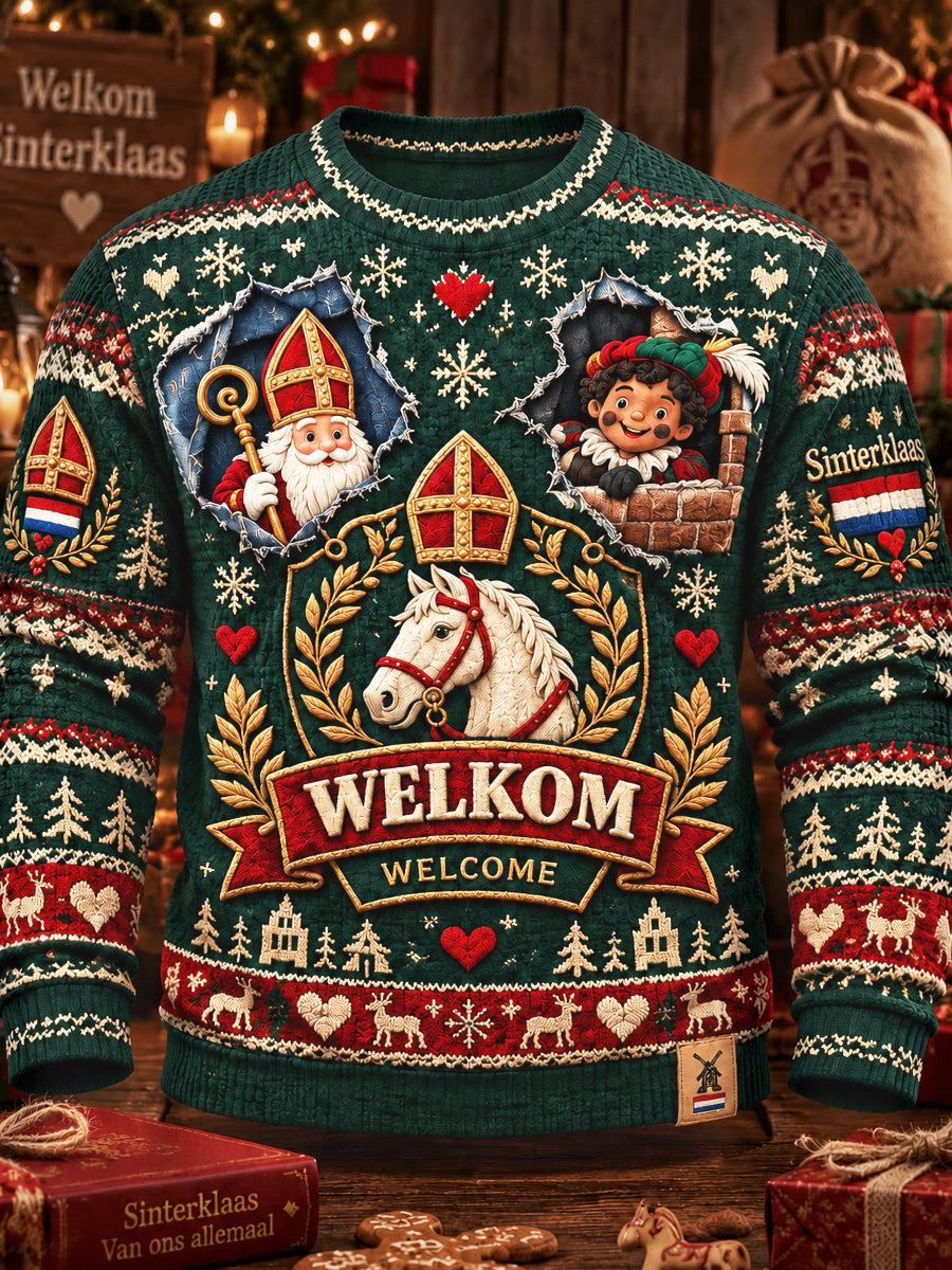 Nederlandse sinterklaasafdruk heren casual top met lange mouwen