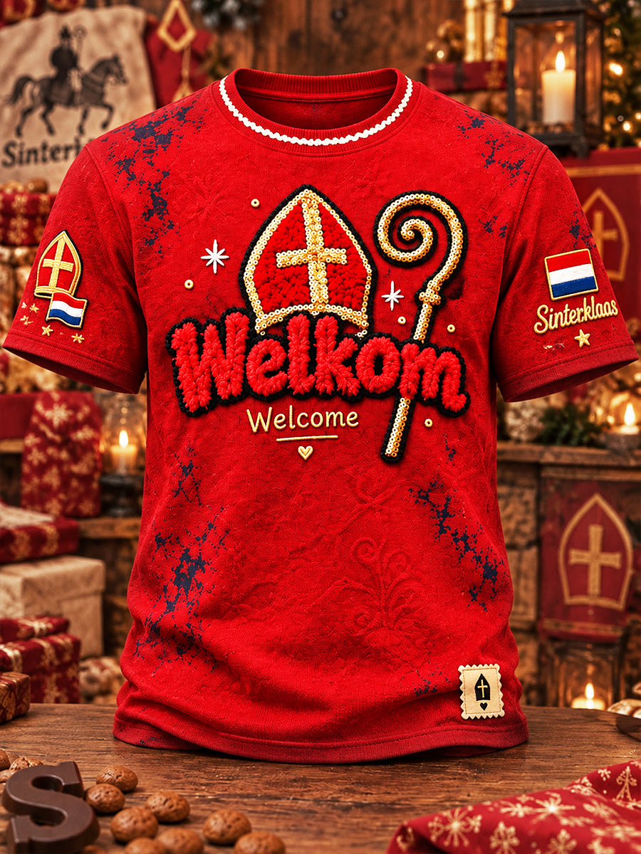 Heren Nederland St Nicholas Day Print Casual T-shirt