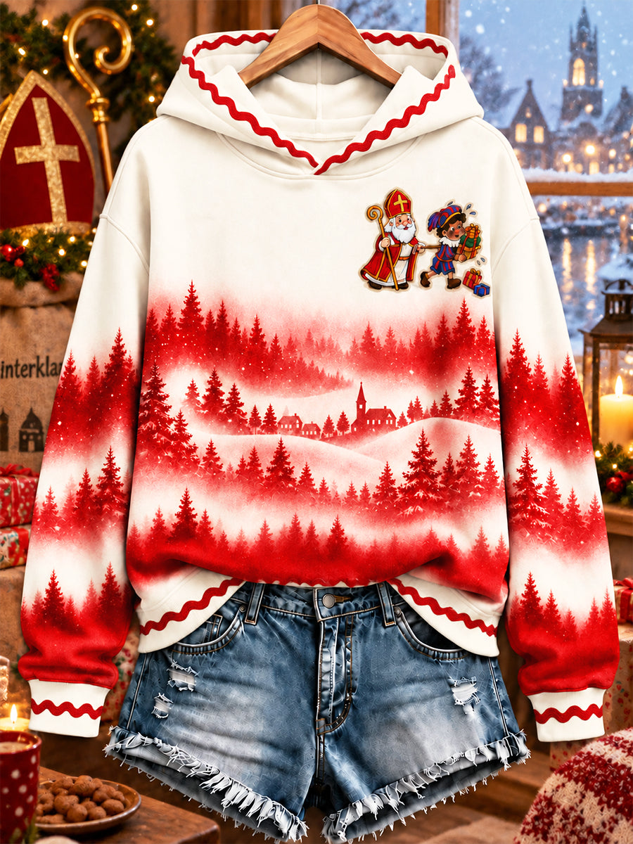 Dames Nederlandse Sinterklaasdag gradiëntprint casual sweatshirt met capuchon