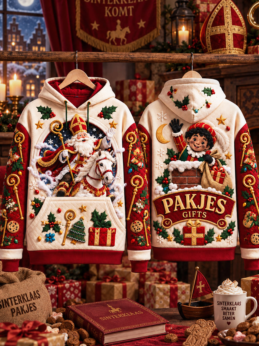St Nicholas Day-print casual sweatshirt met capuchon voor heren