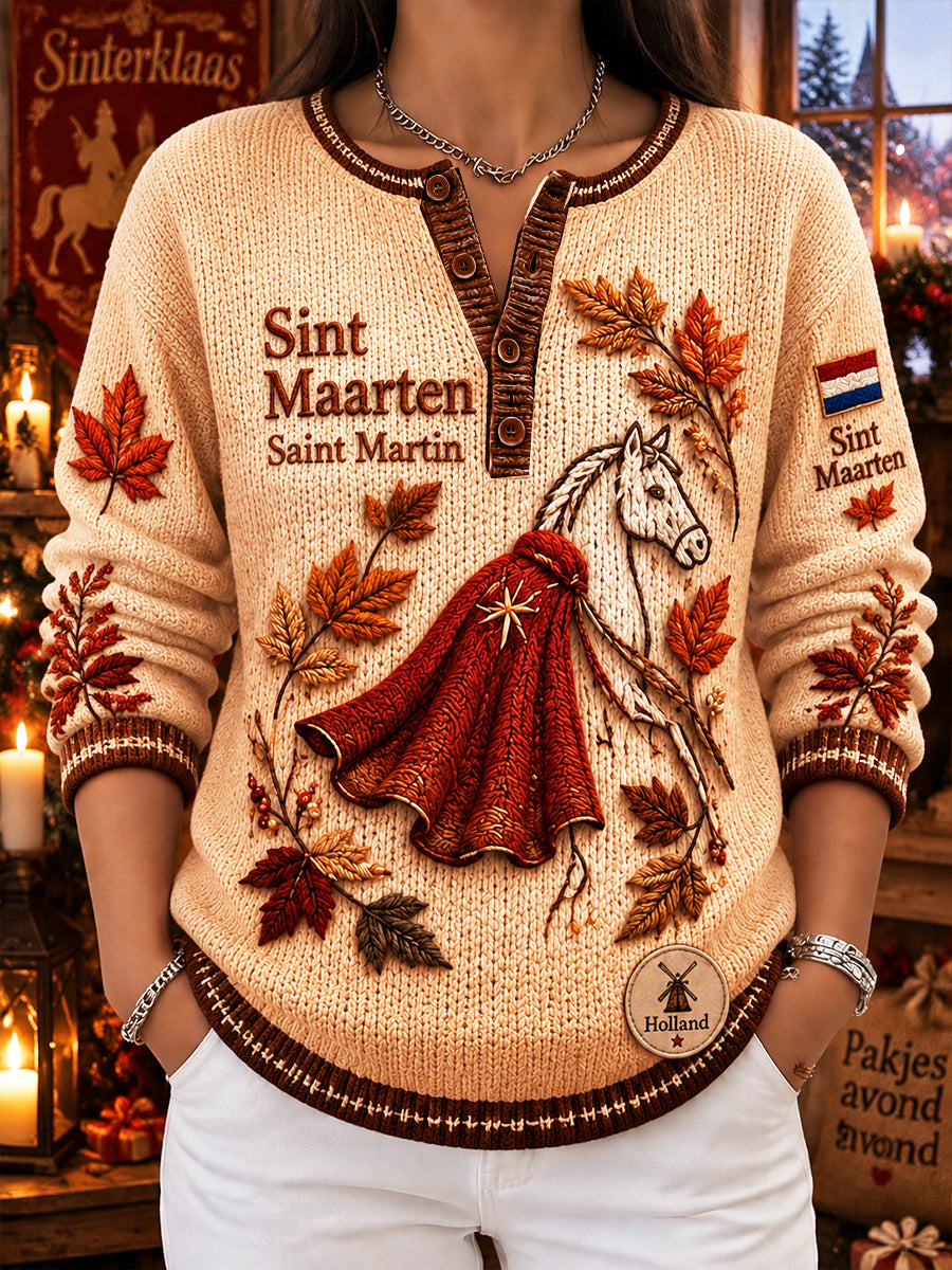 Dutch Saint Martin's Day rode cape-print casual trui