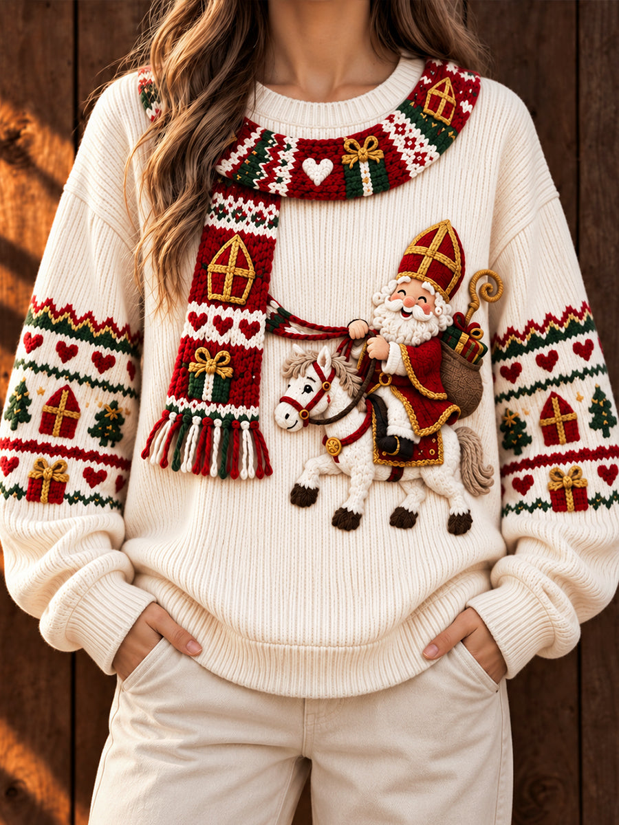 Dames Off-White Nederlands Sinterklaas 3D-geprinte casual sweater