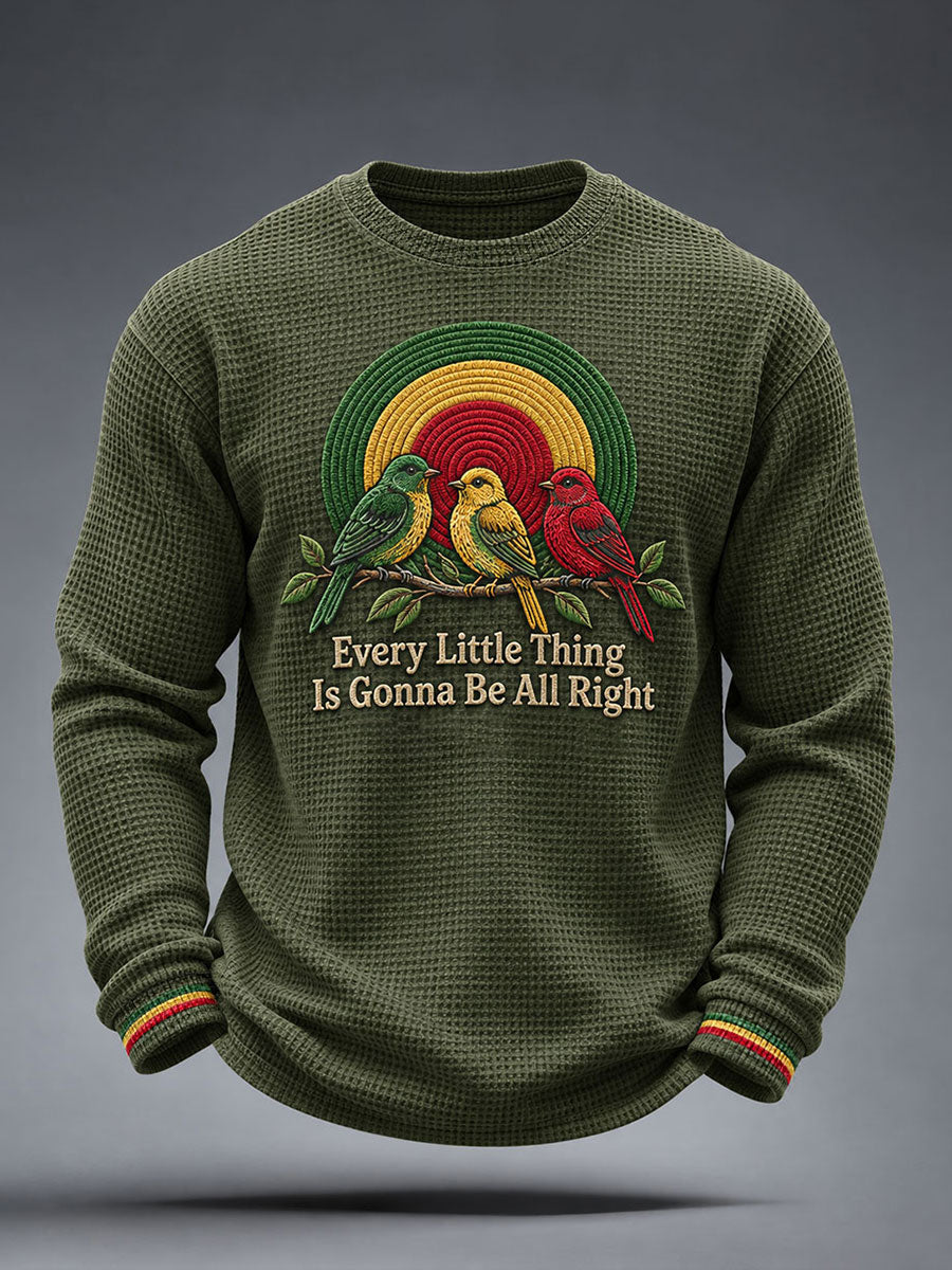 Herenwafeltop met de tekst 'Every Little Thing Is Gonna Be All Right'