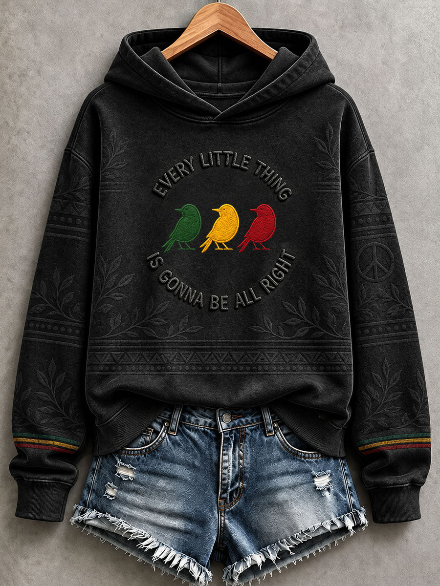 Dameshoodie met de tekst 'Every Little Thing Is Gonna Be All Right'