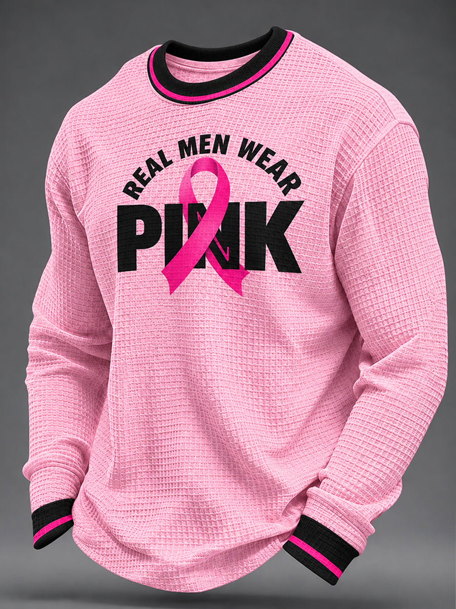 Bewustwording van borstkanker voor heren Echte mannen dragen een roze wafelsweatshirt