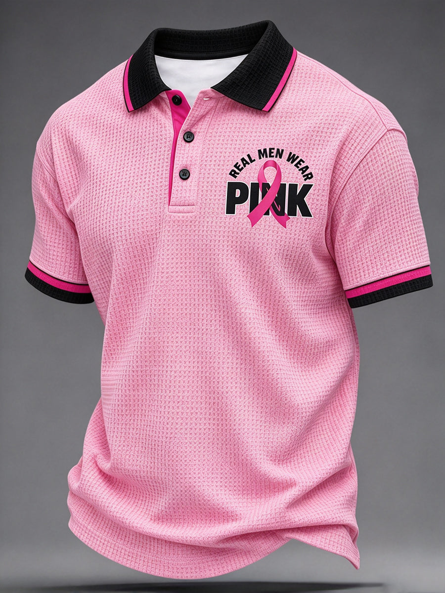 Bewustwording van borstkanker voor mannen Echte mannen dragen een roze wafelshirt