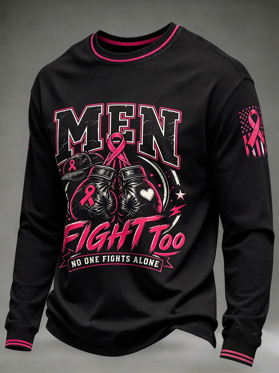 Herenborstkankerbewustzijn Echte mannen dragen roze T-shirt met lange mouwen