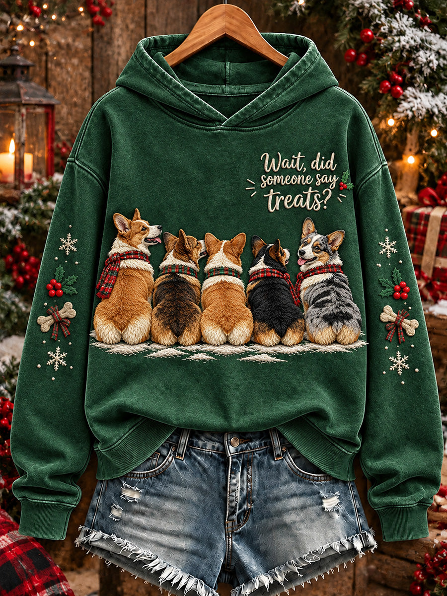 Dameswacht Heeft er iemand snoepgoed gezegd Kerstcorgi's print hoodie