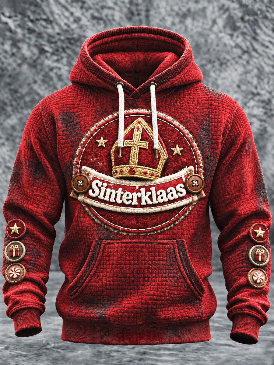 Heren Rood Nederlands Sinterklaasdag print casual sweatshirt met capuchon