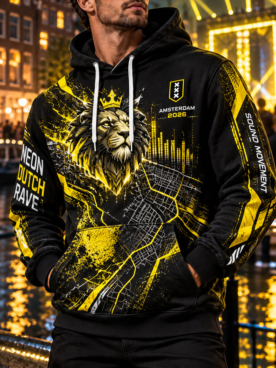 Men's Electronic Music Festival Herdenkingsmunt Grafische Hoodie met lange mouwen