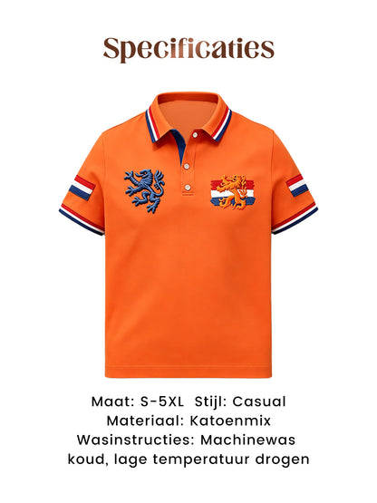 Retro Nederlandse Koningsdagvlag casual poloshirt