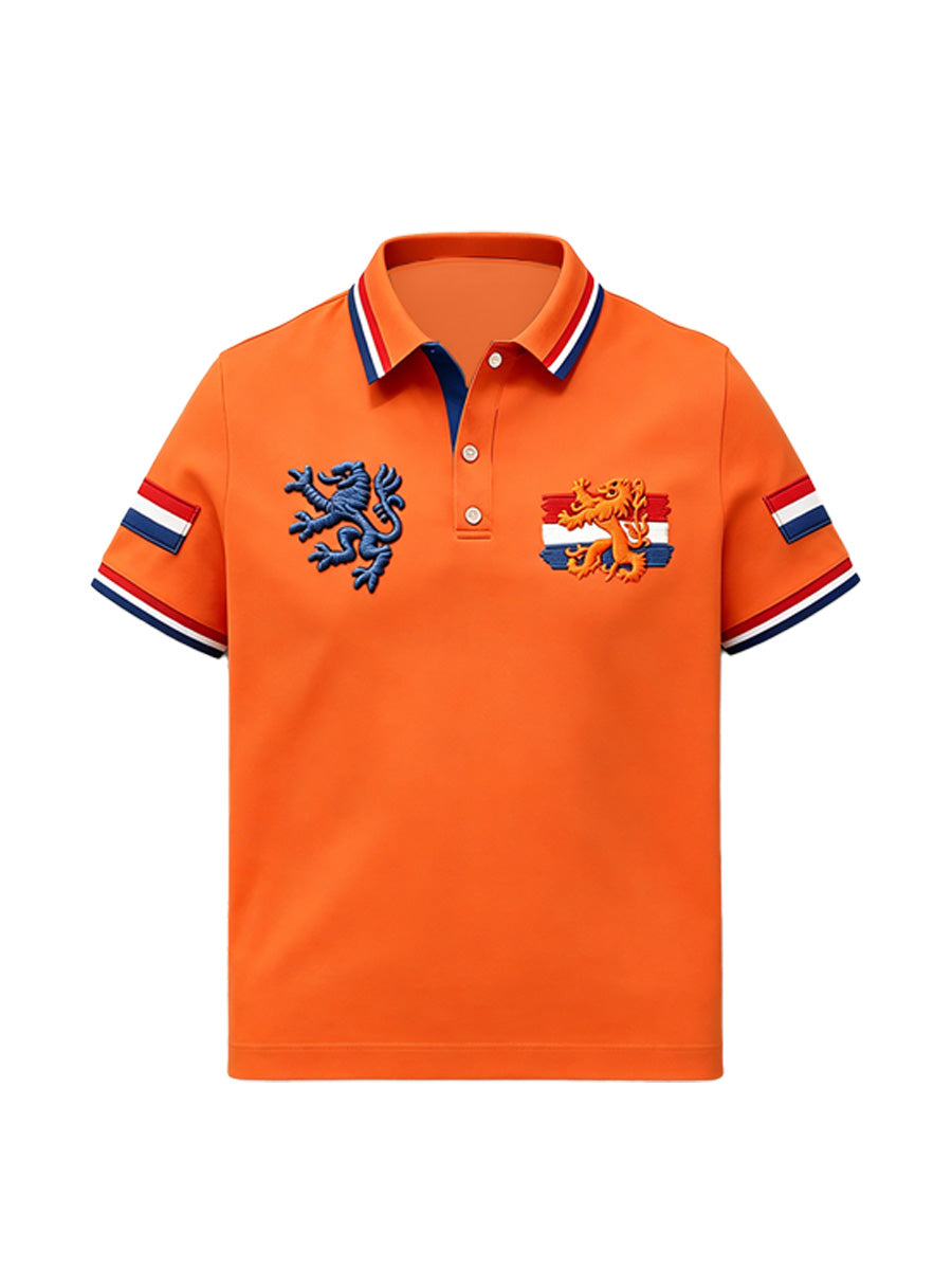 Retro Nederlandse Koningsdagvlag casual poloshirt