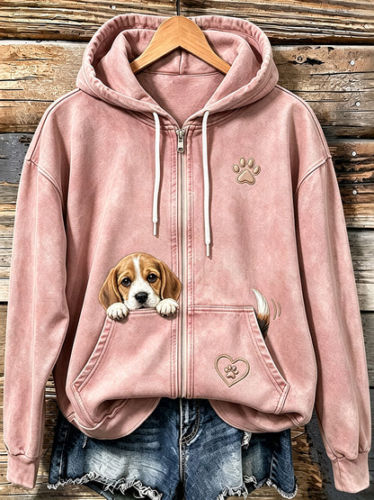 Schattige griezelige Beagle & Poow-print voor dames met ritssluiting