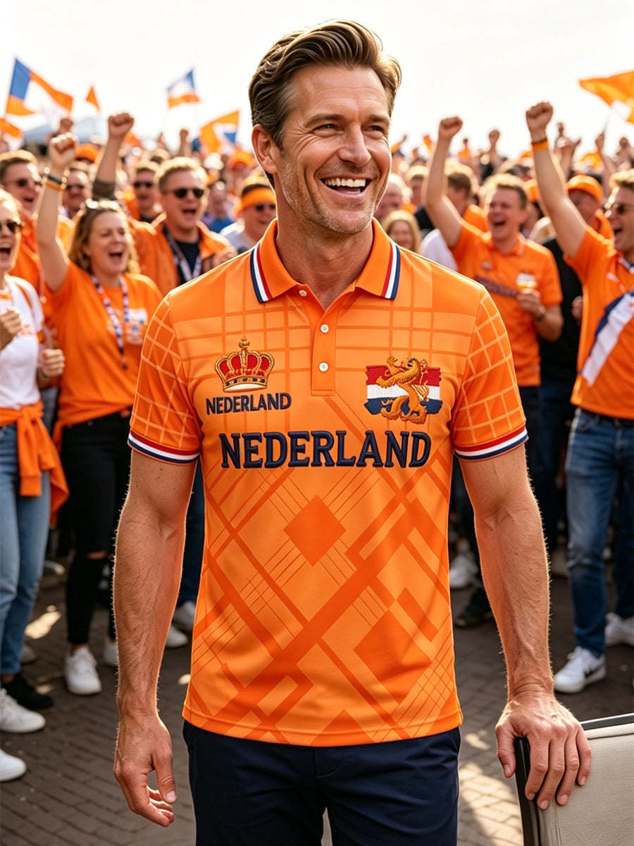 Herenpolo met koningsdagprint