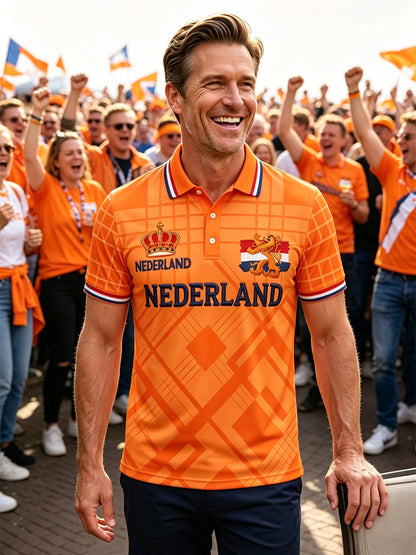 Herenpolo met koningsdagprint
