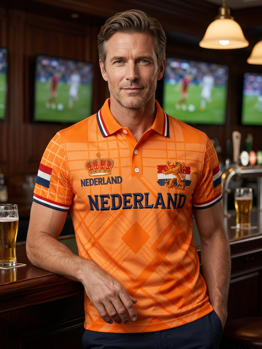 Herenpolo met koningsdagprint
