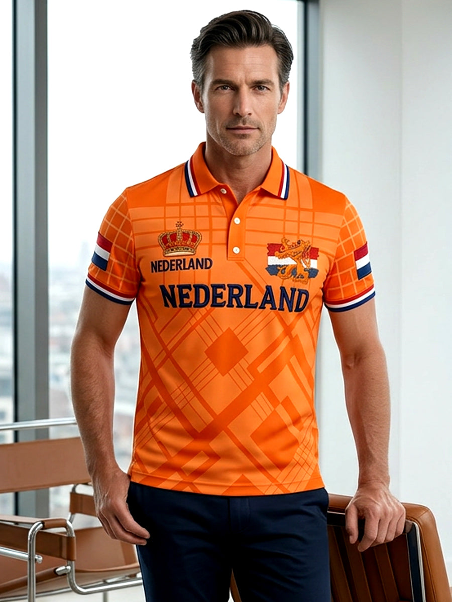 Herenpolo met koningsdagprint