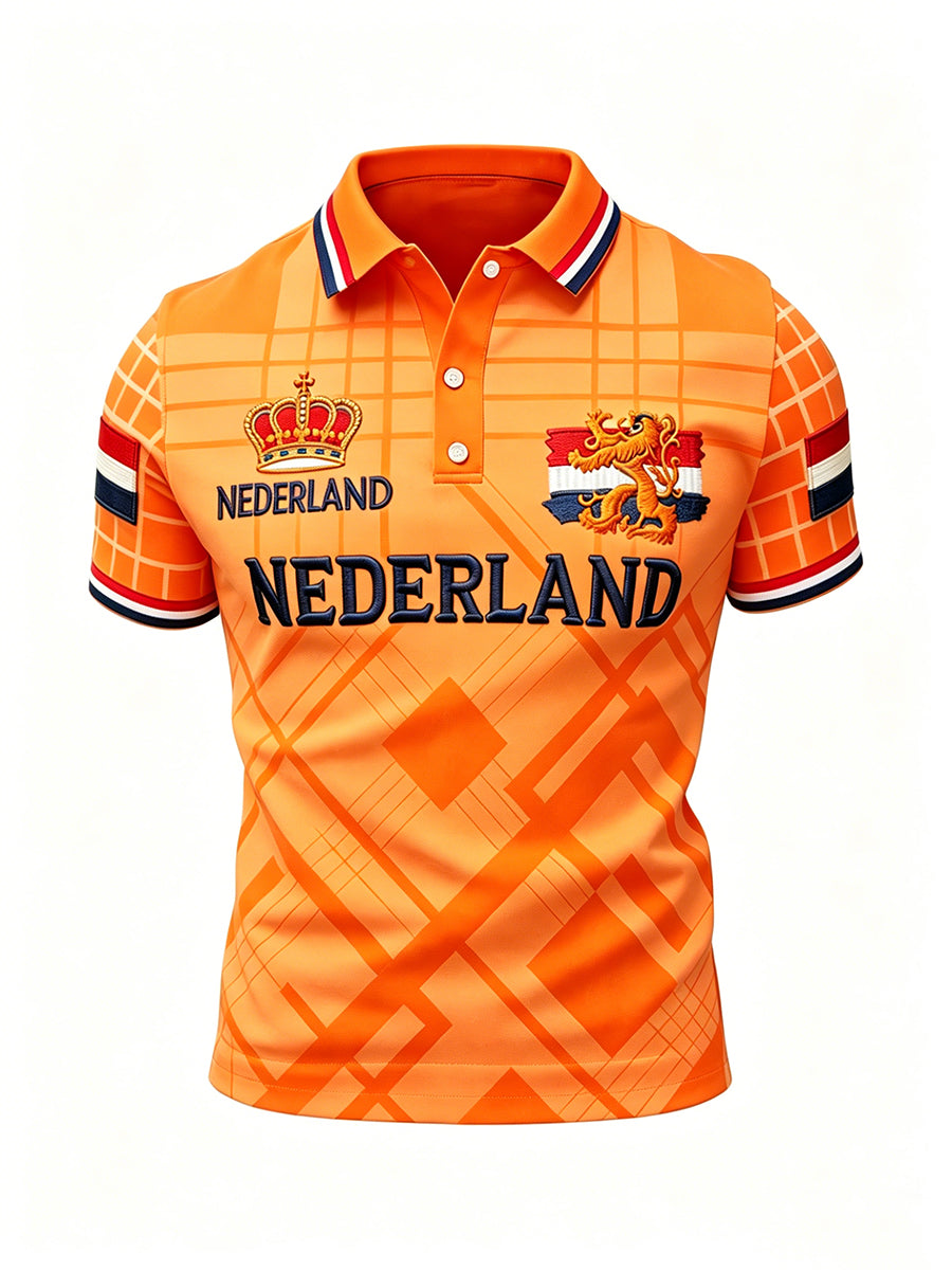 Herenpolo met koningsdagprint