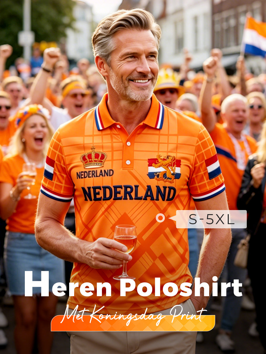 Herenpolo met koningsdagprint