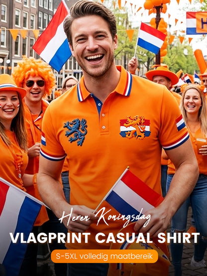 Retro Nederlandse Koningsdagvlag casual poloshirt
