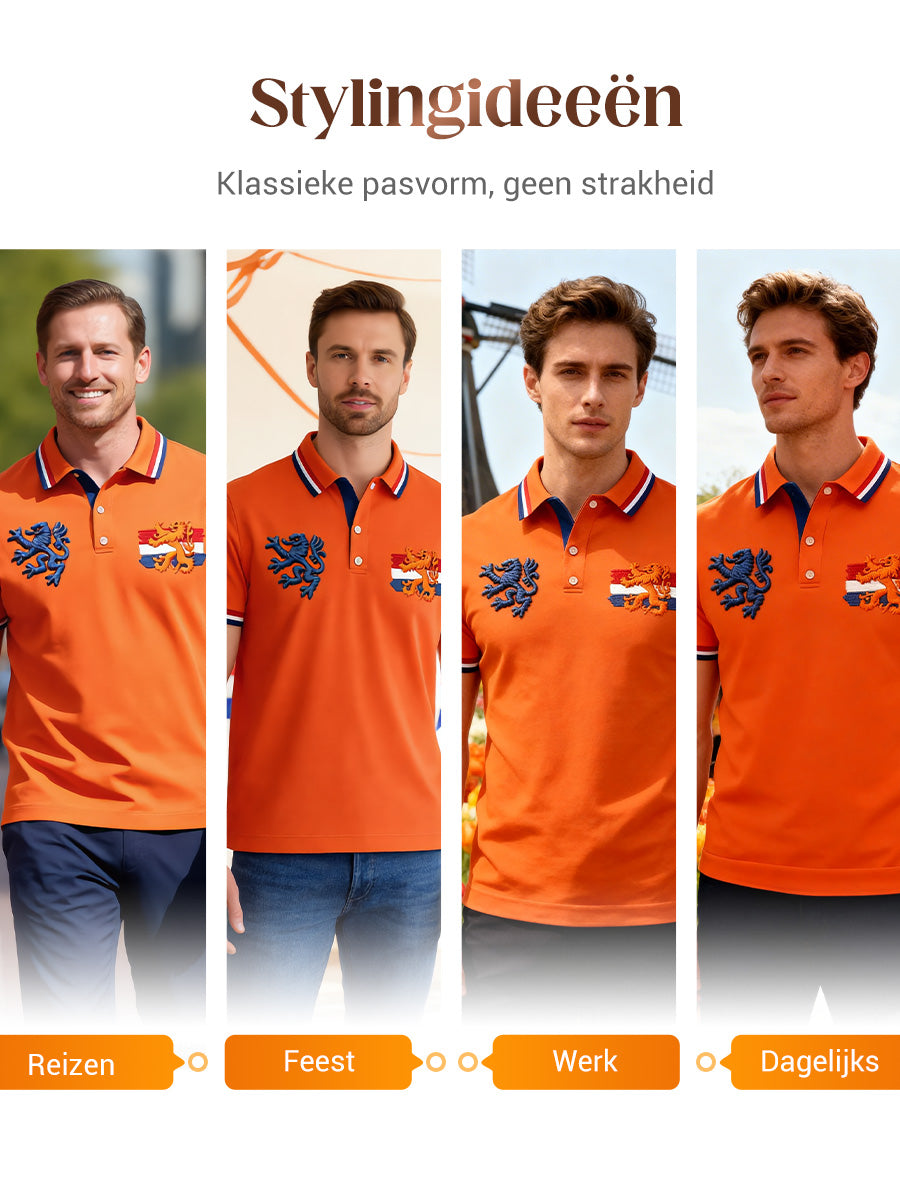 Retro Nederlandse Koningsdagvlag casual poloshirt