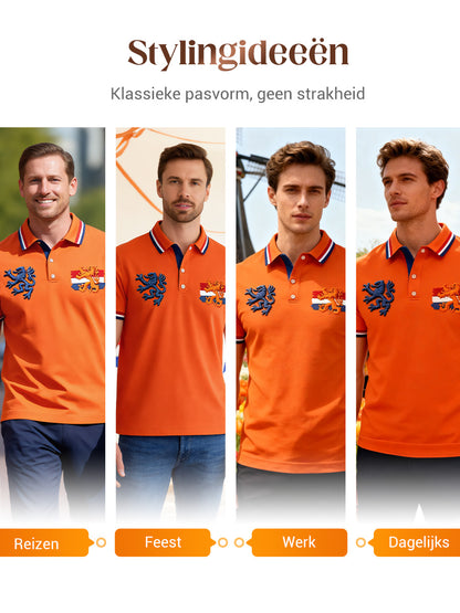 Retro Nederlandse Koningsdagvlag casual poloshirt