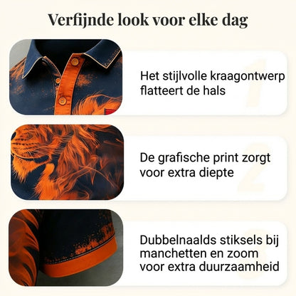 Herenpolo met korte mouwen en print met Koningsdag-thema