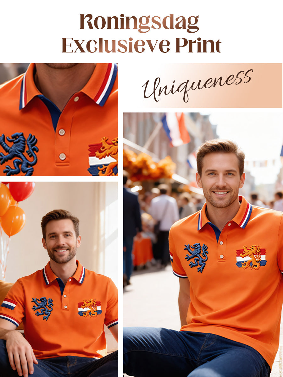 Retro Nederlandse Koningsdagvlag casual poloshirt