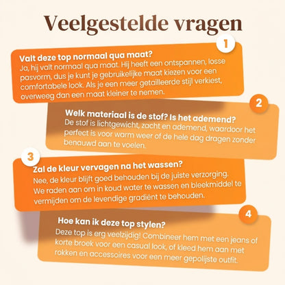 Dames King's Day-top met verloopprint en V-hals, casual styl