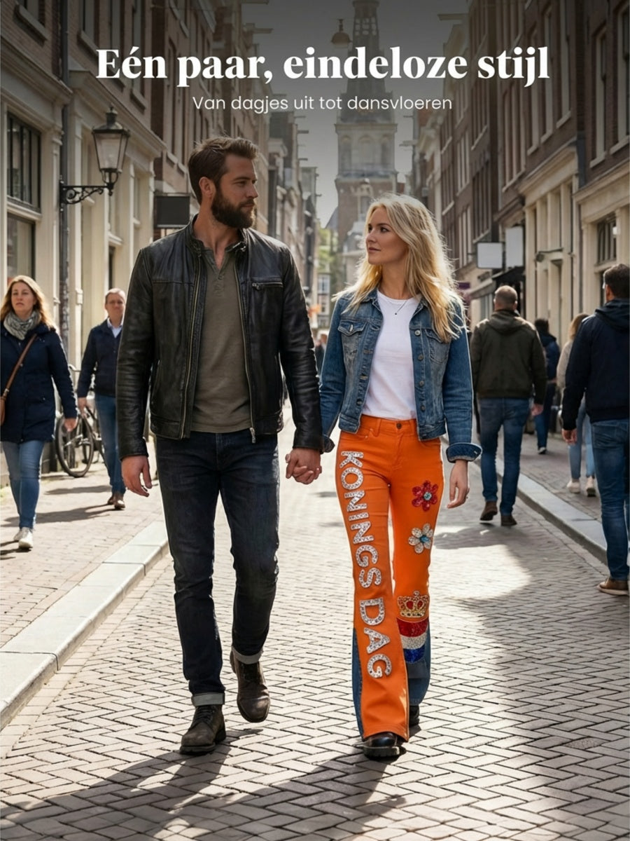 Dames Koninginnedag-print casual uitlopende broek