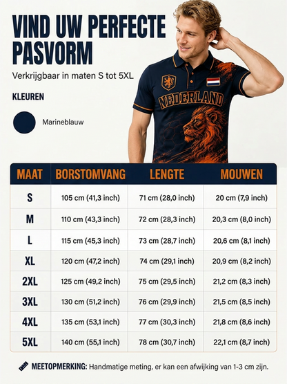 Herenpoloshirt met leeuwenvoetbalkunstprint en korte mouwen
