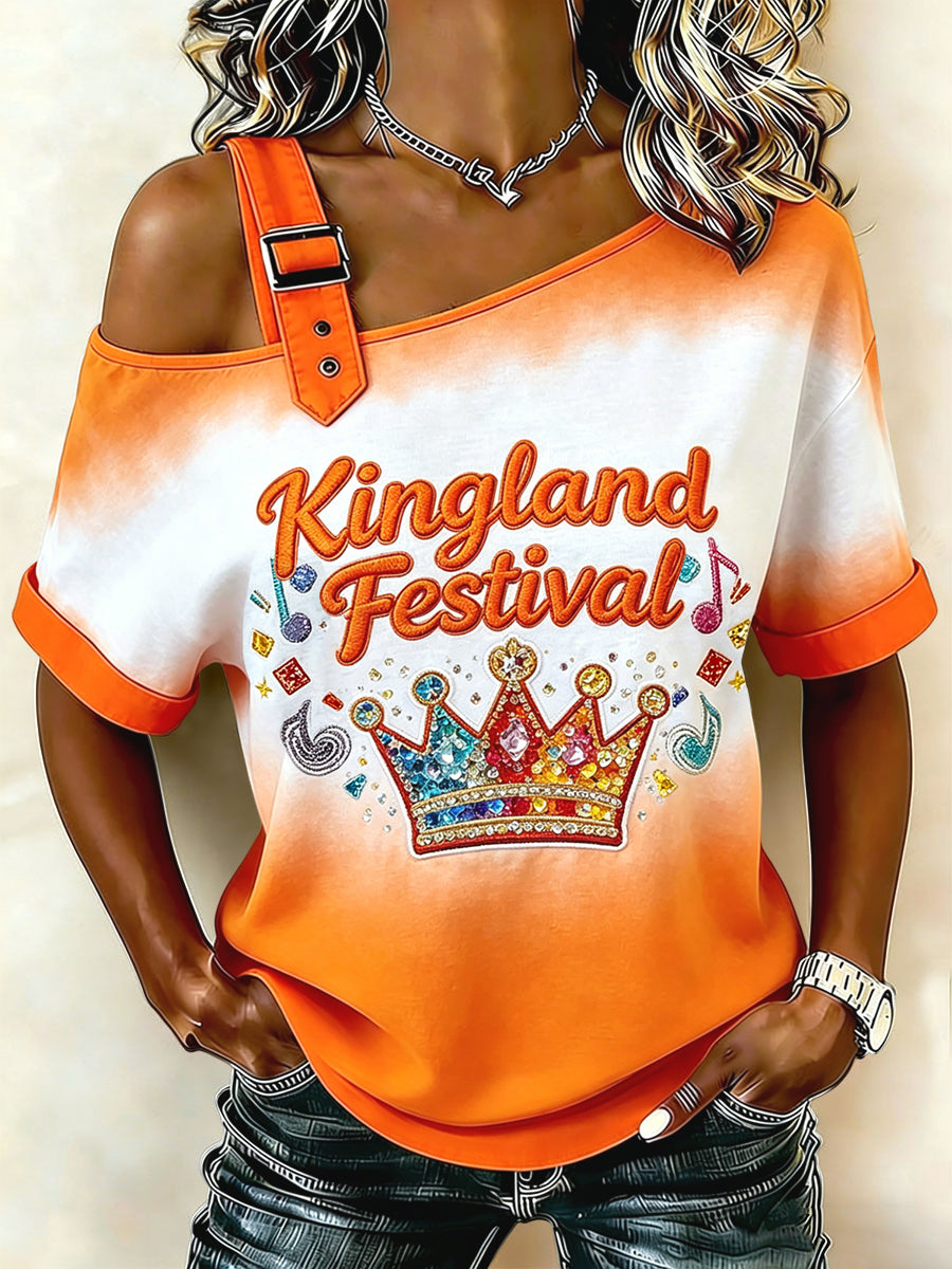 Dames Kingland Festival casual schouderloos T-shirt