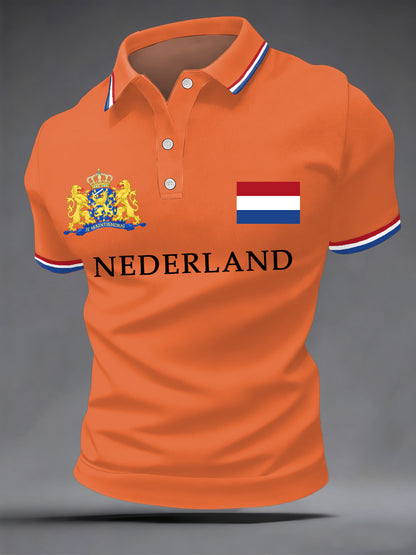 Koningsdag informele top met Nederlandse print voor heren