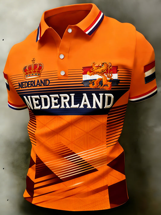 Heren T-shirt met koningsdagprint van katoen