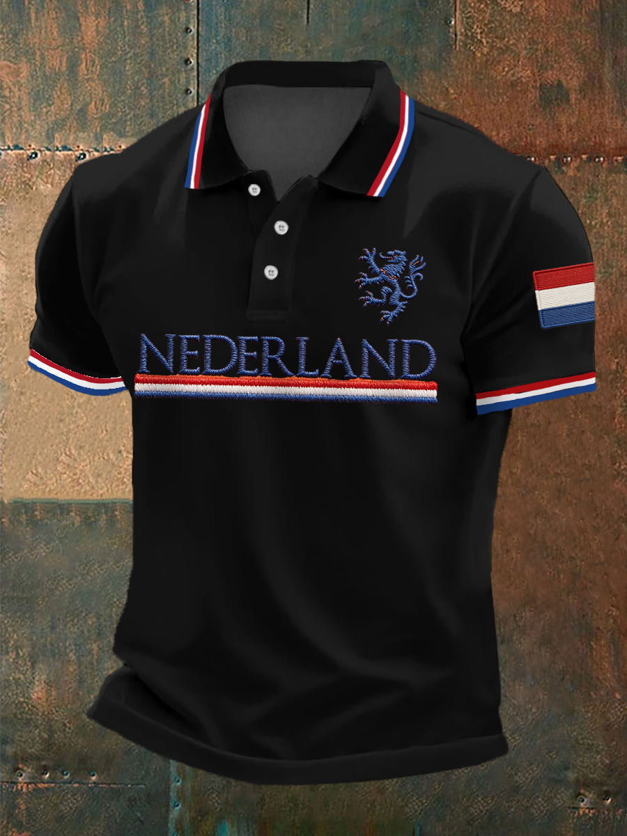 Heren Nederland Vlag Print Casual Top