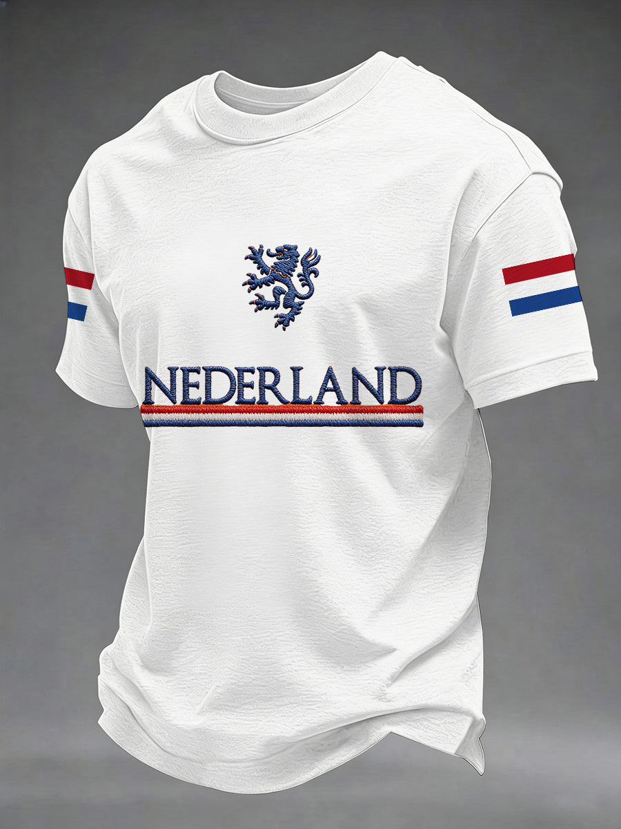 Heren Nederland Vlag Print Koningsdag Casual T-shirt