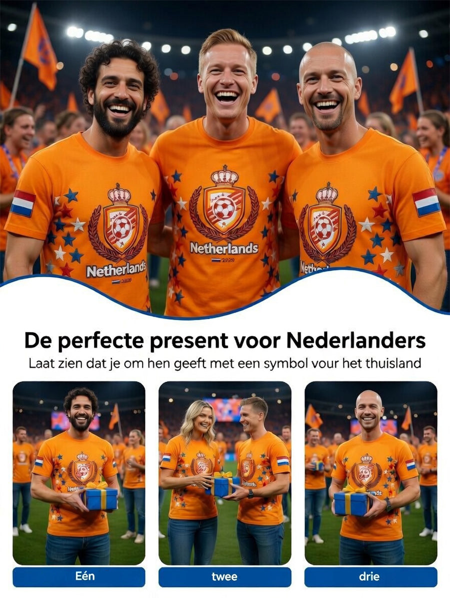 Heren Nederland 2026 Voetbalster Print Casual T-shirt