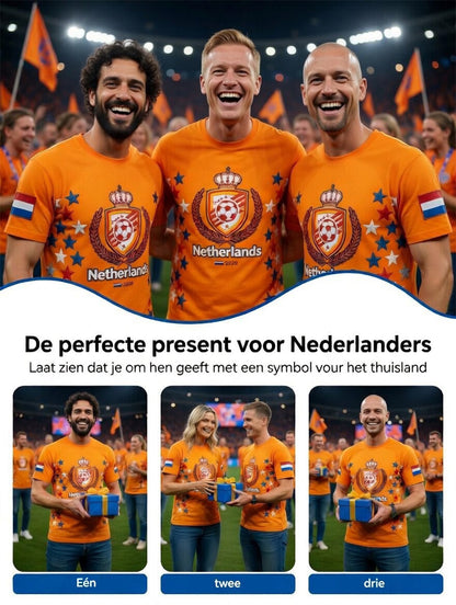 Heren Nederland 2026 Voetbalster Print Casual T-shirt