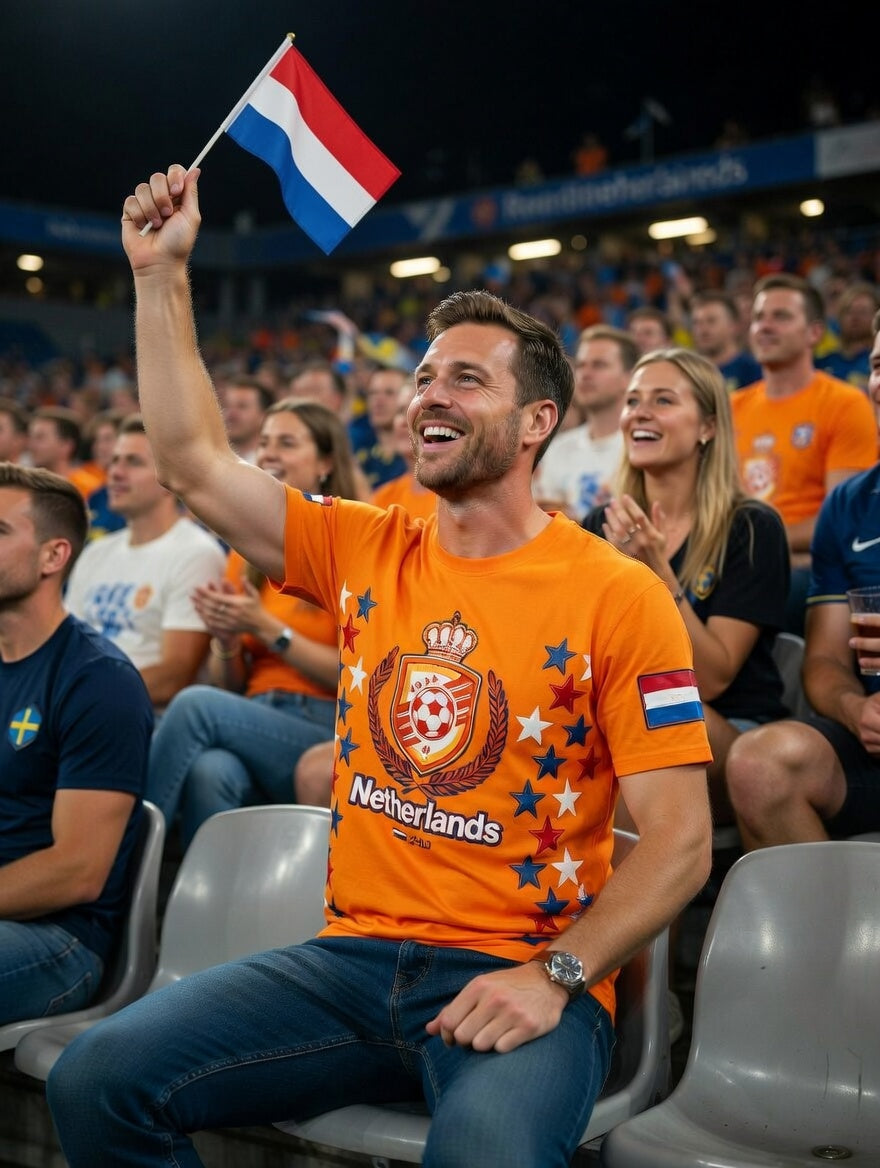 Heren Nederland 2026 Voetbalster Print Casual T-shirt