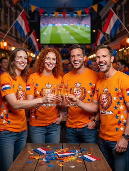 Heren Nederland 2026 Voetbalster Print Casual T-shirt