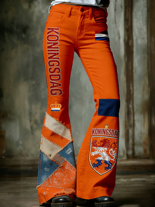 Retro voor dames "Koningsdag" Casual jeans met kunstprint