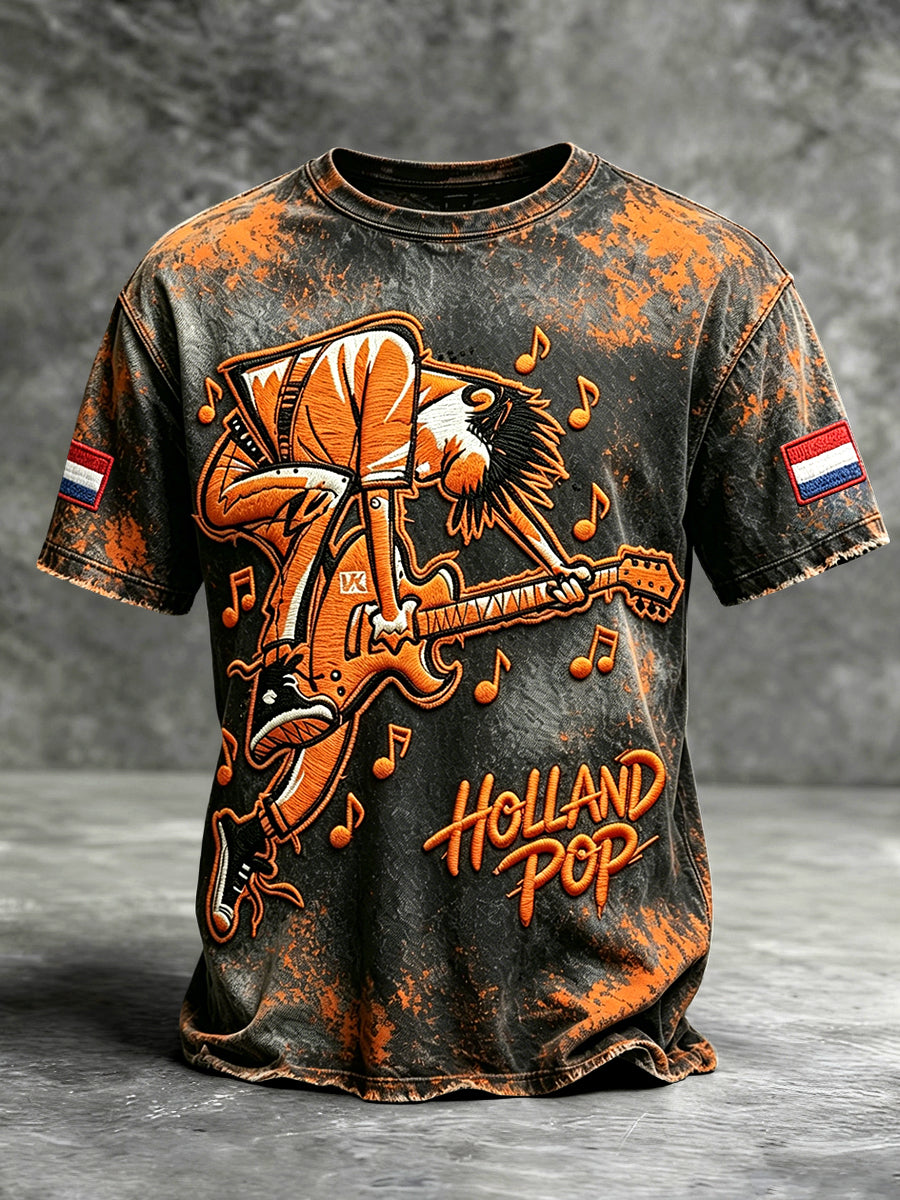 Heren Nederlandse retro pop-rock print casual T-shirt