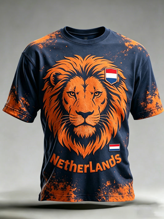 Heren T-shirt met kunstprint ter herinnering aan Koningsdag