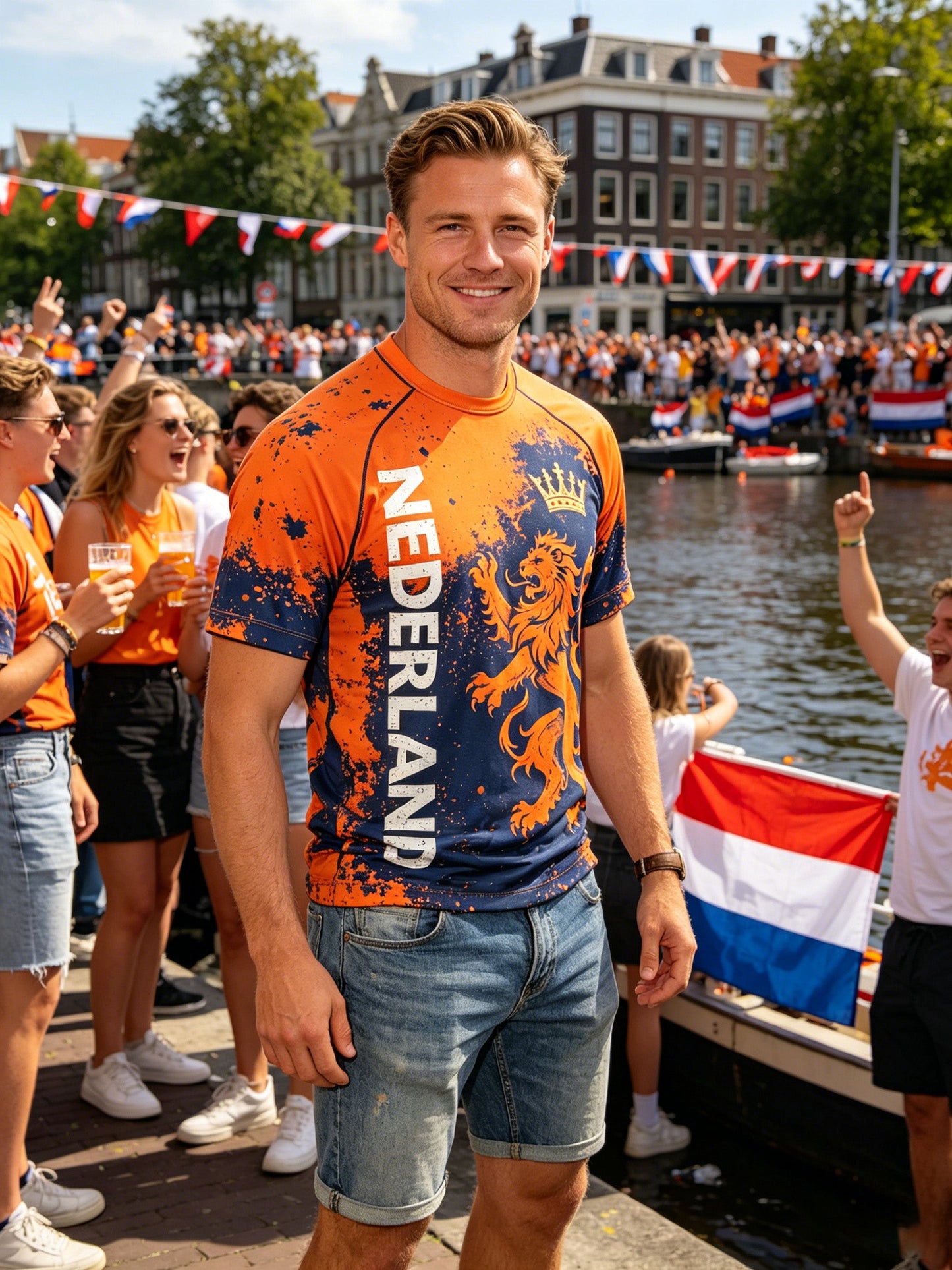 Heren T-shirt met kunstprint ter herinnering aan Koningsdag