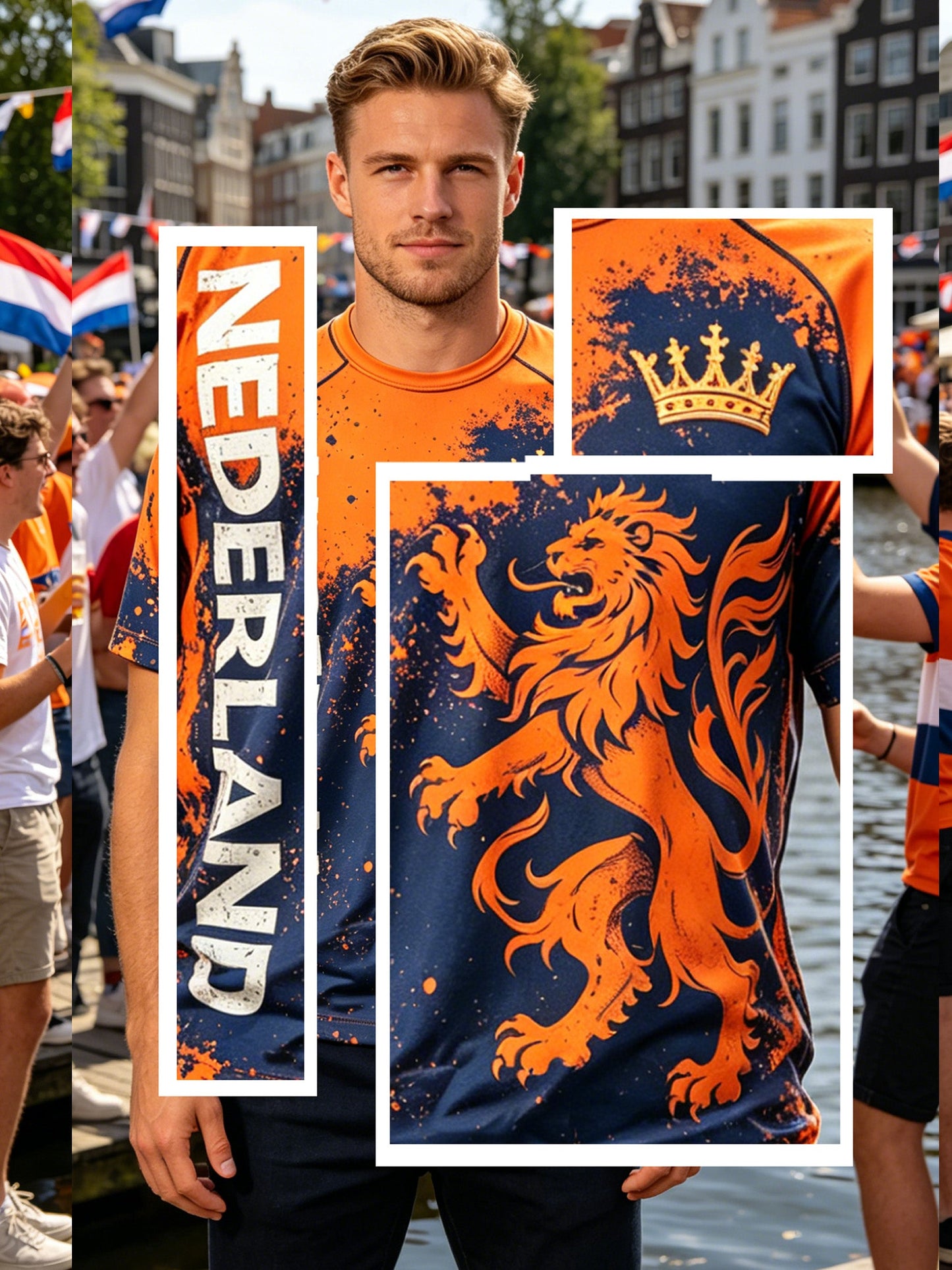 Heren T-shirt met kunstprint ter herinnering aan Koningsdag