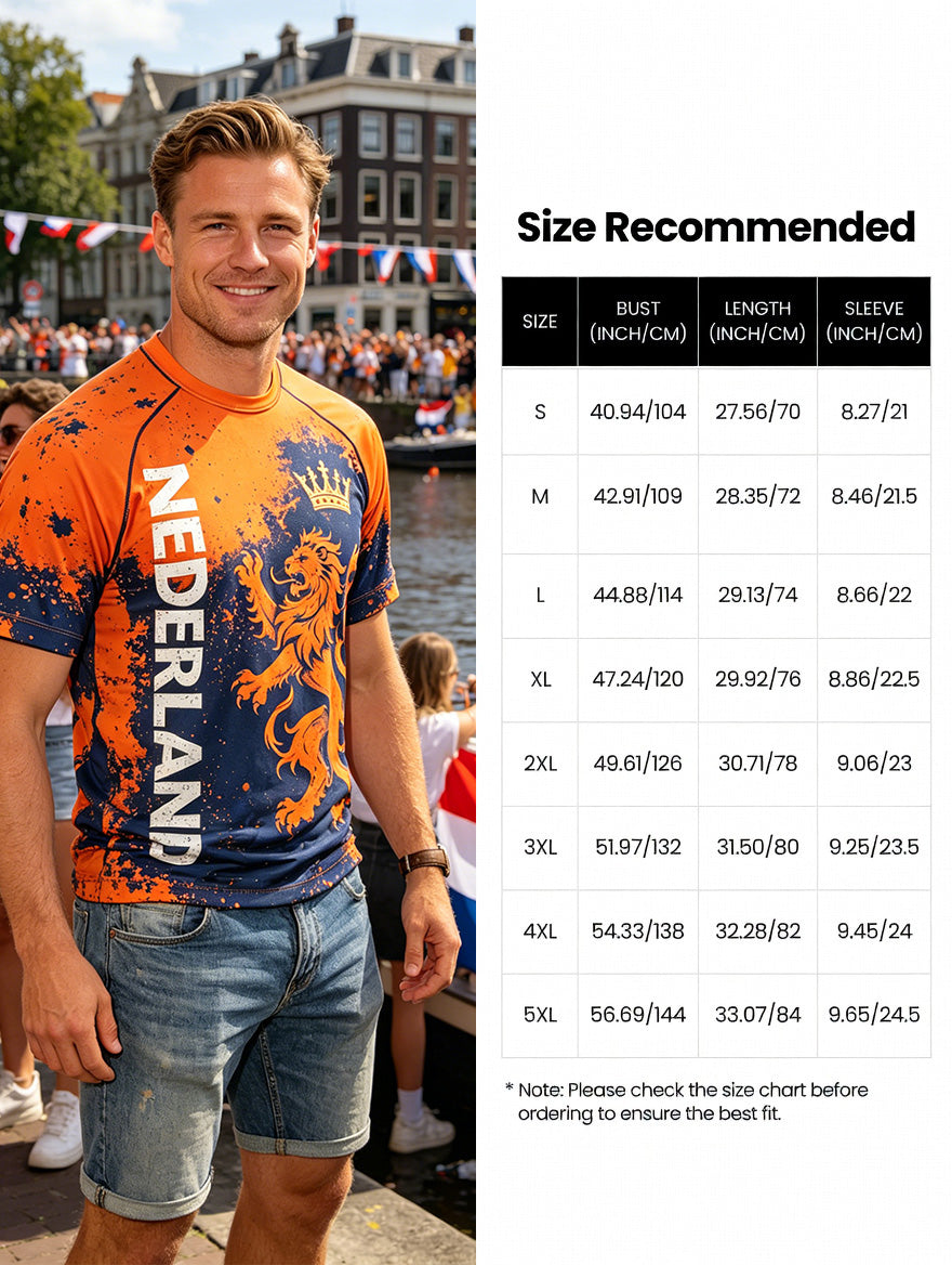 Heren T-shirt met kunstprint ter herinnering aan Koningsdag